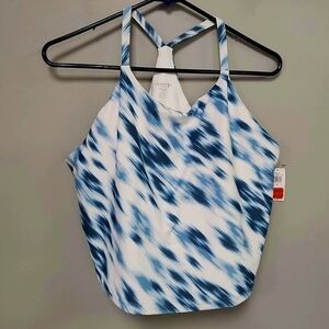 New🦋 Old Navy ACTIVE Blue and White Bra Crop Tank 2x XXL Racerback